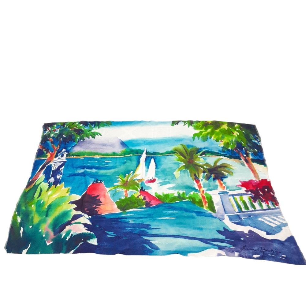 Liana Yarckin Bali Sailboat Watercolor Scarf